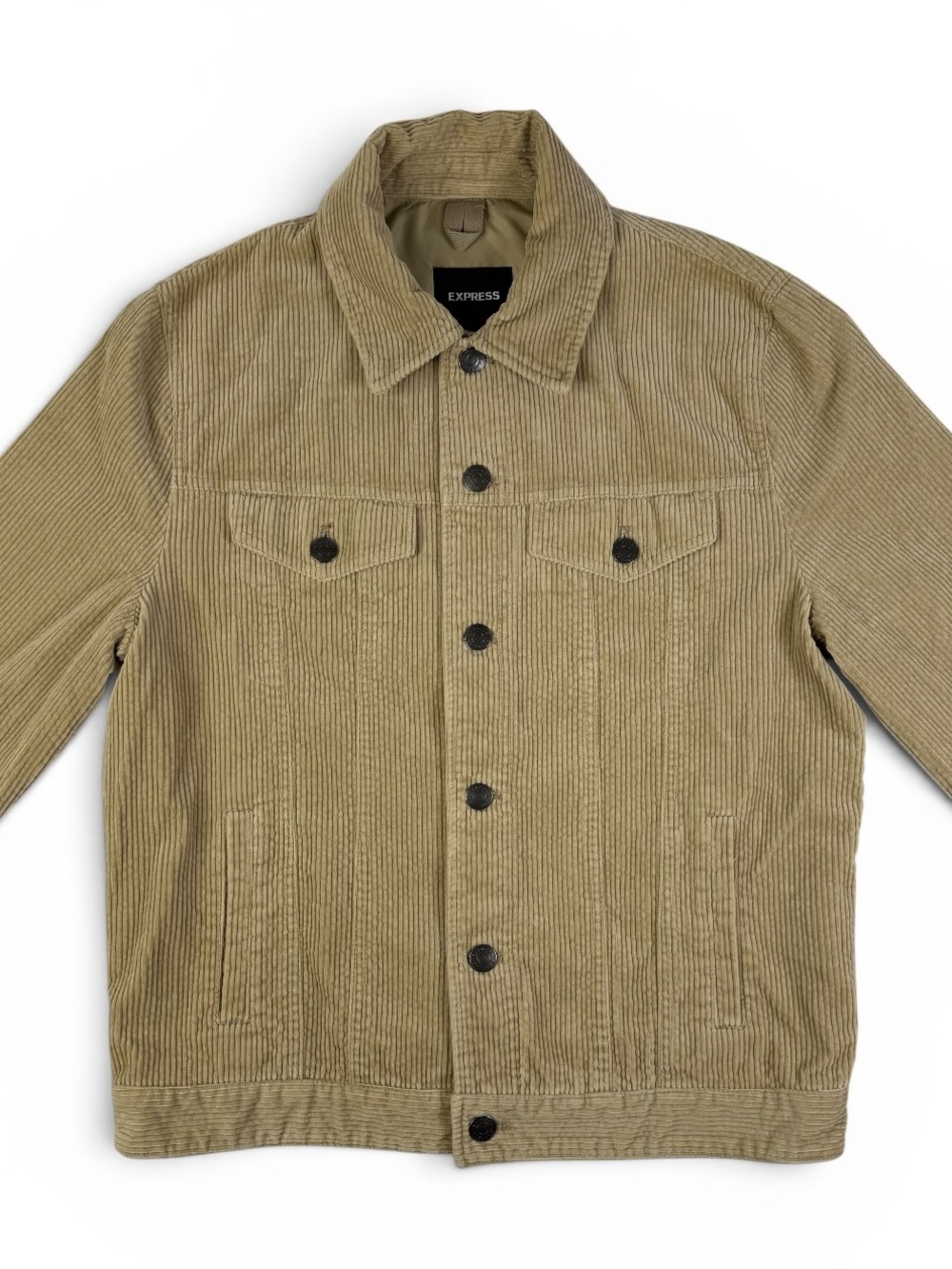 Express Corduroy Trucker Jacket Tan Khaki Lined Men’s Medium Coat